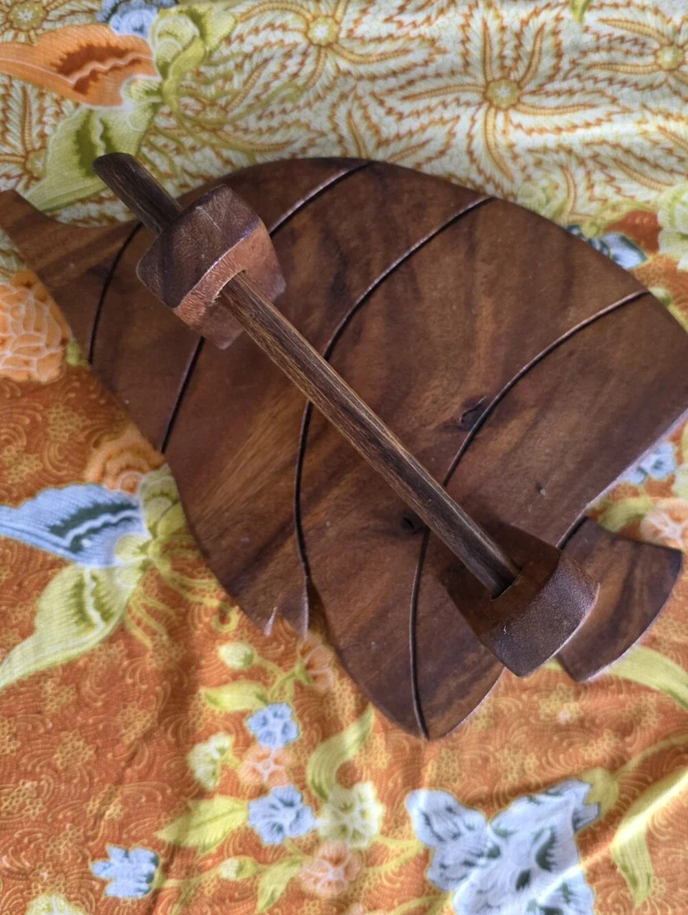 Vintage Hand-Carved Hardwood Angelfish Toilet Paper Holder - Island Decor
